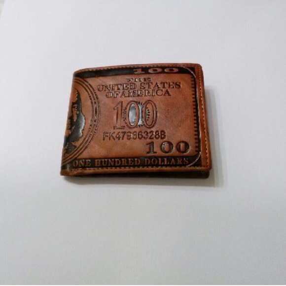 Vegan Leather $100 Bill Wallet - Picture 2 of 3