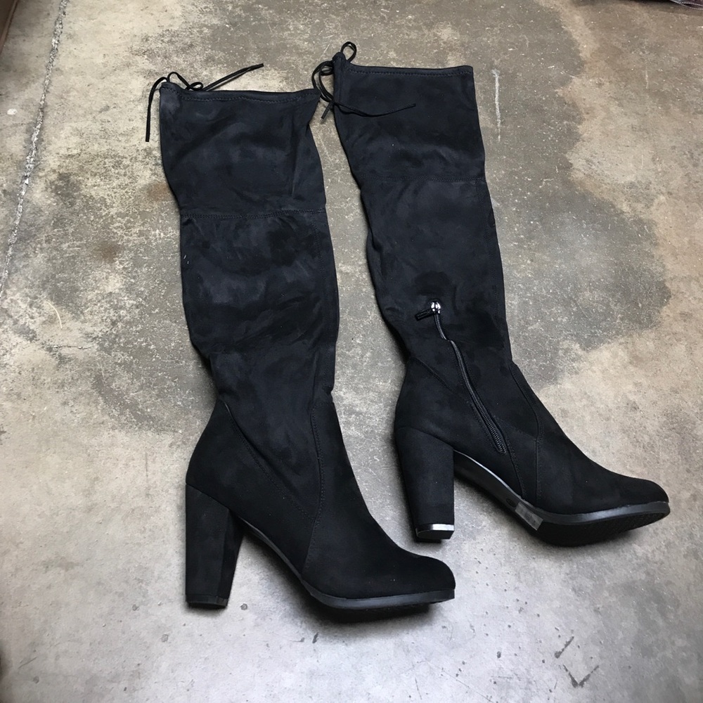 Black OTK fitted chunky heels boots - Picture 5 of 5