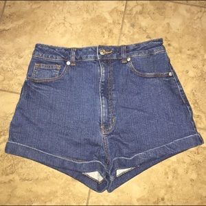High waisted cuffed jean shorts