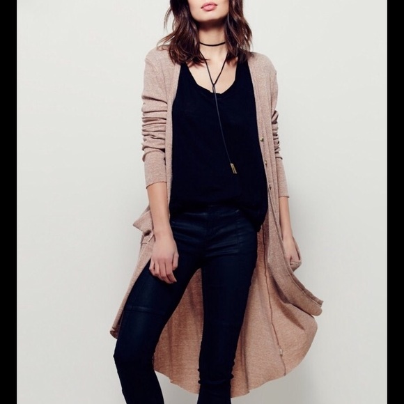 FREE PEOPLE RIBBED UP COTTON CARDIGAN
