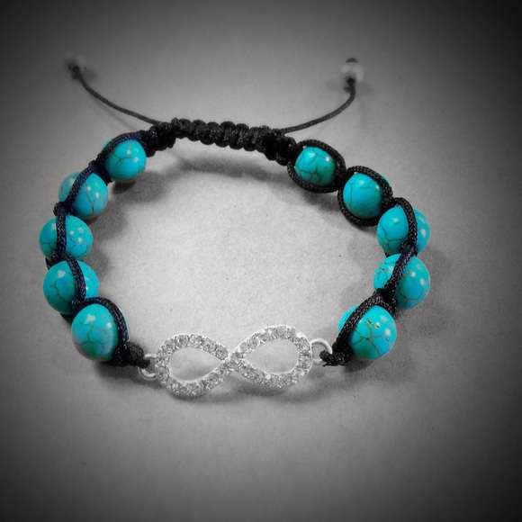 Turquoise & Bling Infinity Shamballa Bracelet