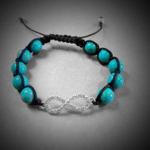 Turquoise & Bling Infinity Shamballa Bracelet