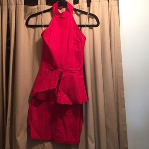 Red peplum bodycon dress