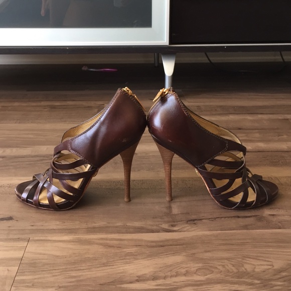 LAMB Brown Leather Strappy Bootie Heel - Picture 4 of 4