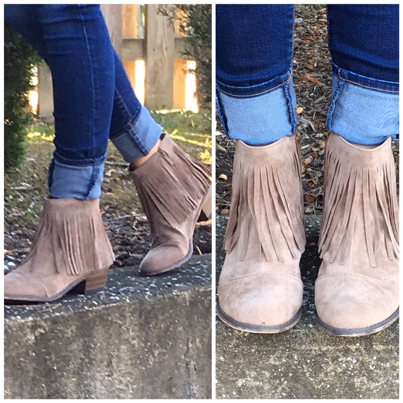 Suede Fringe Booties - Picture 2 of 3