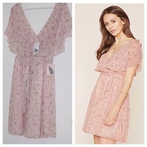 Forever 21 floral print surplice v-neck dress