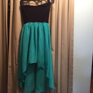 Strapless high low sheer dress