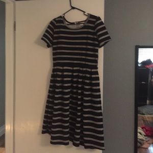 Lularoe Amelia black with white stripes!