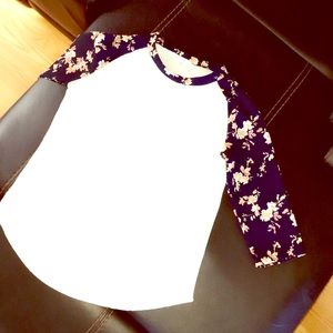 Floral baseball T