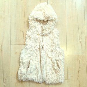 Cream Faux Fur Hooded Vest