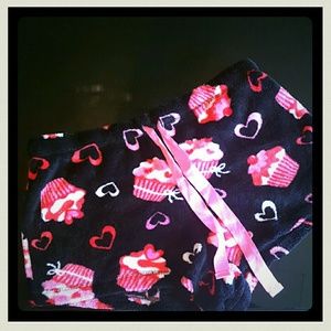 Pink love Cupcake Fuzzy Shorts