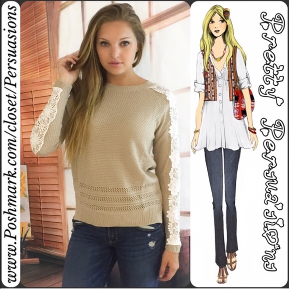 LAST 2 SALE‼️Crochet Knit Appliqué Raglan Sweater - Picture 4 of 4