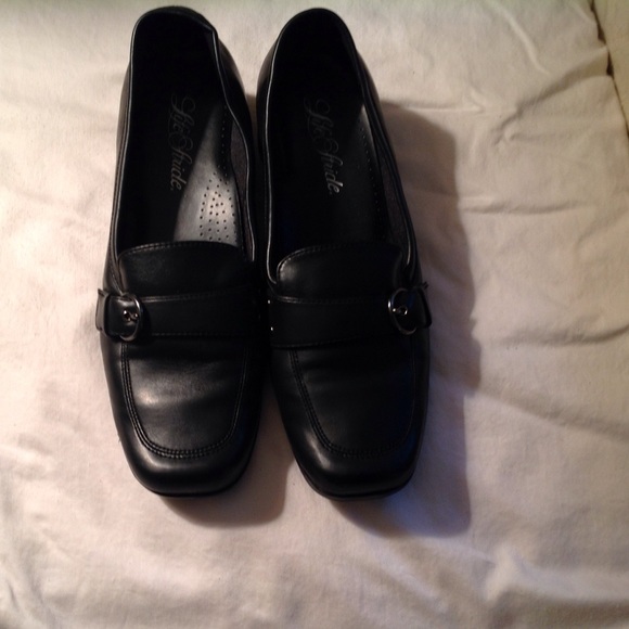 Black leather slip-on loafer