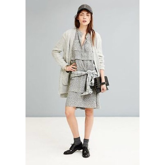 NWT Madewell Gray Shirt Dress Floral Willowleaf