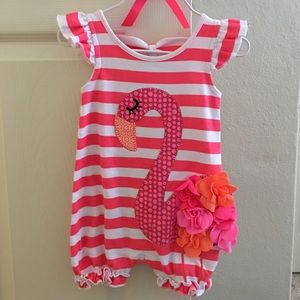 Mud Pie Pink Flamingo Romper