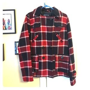 Plaid pea coat