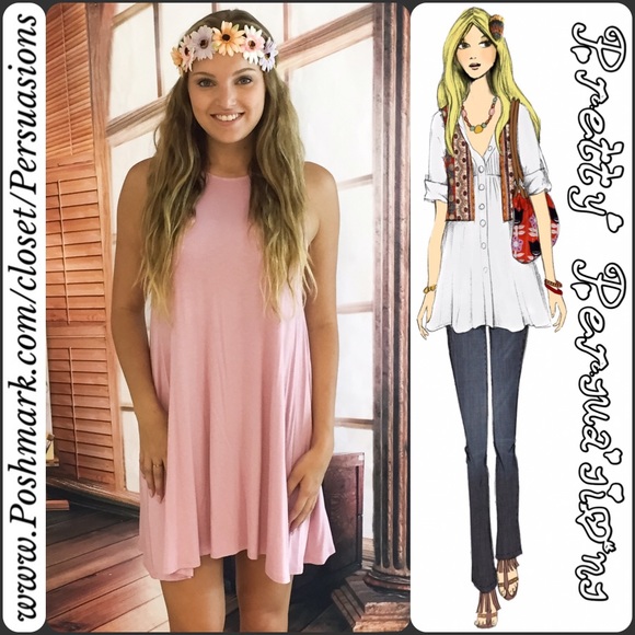 CLEARANCE‼️Pink Lace Up Back Sleeveless Tank Dress - Picture 4 of 4