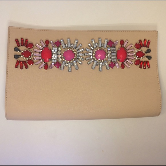 Nude Jeweled Clutch