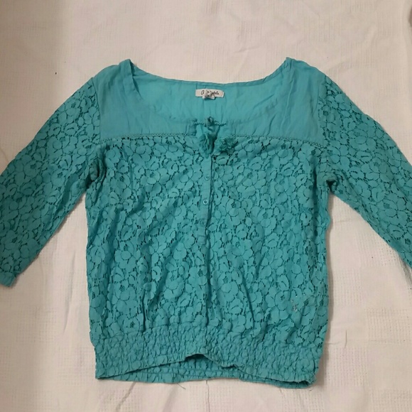 Aeropostale blue lace crochet top blouse medium
