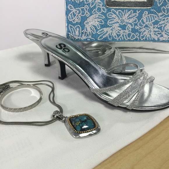 SO Shoes - Silver So Slip On Heels