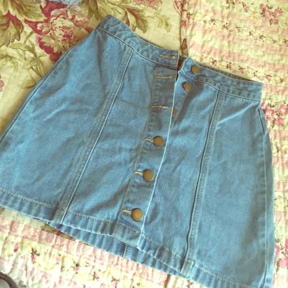 Blue Jean Button Down Skirt - Picture 1 of 3