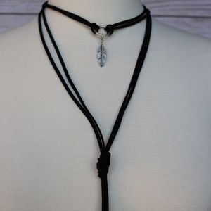 Black doubled layer long chocker