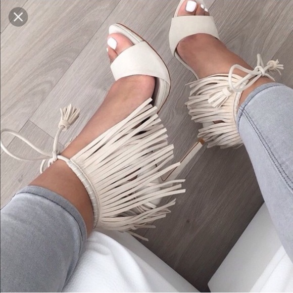 Beige Zara heels with fringe
