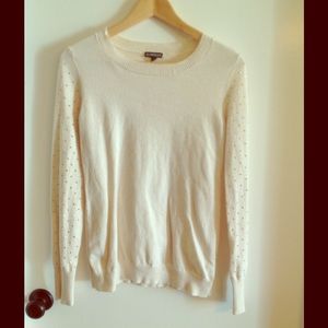 Express, white and gold sweater, Medium