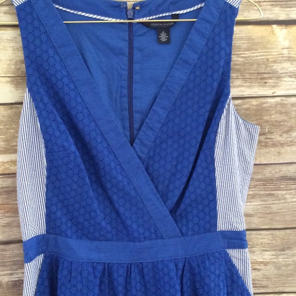 Tommy Hilfiger seersucker eyelet BLUE dress NWT - Picture 3 of 7
