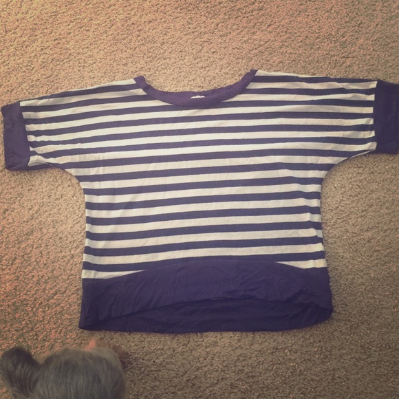 Blue and White striped top.