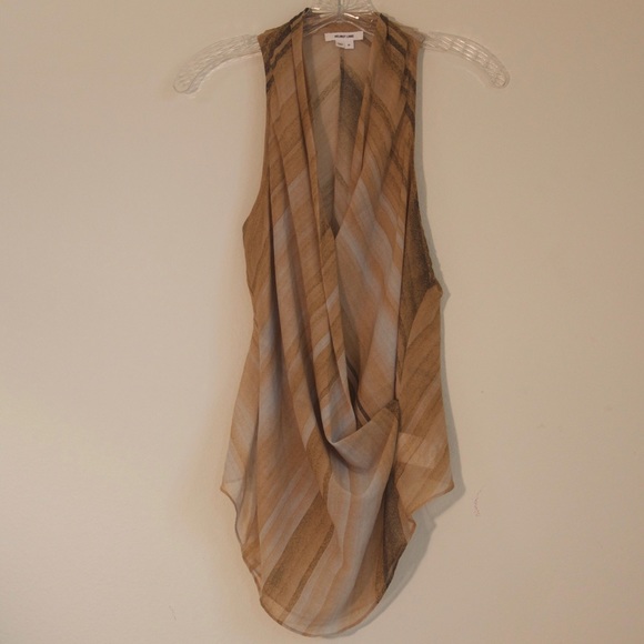 HELMUT LANG strip chiffon silk racer back tank top