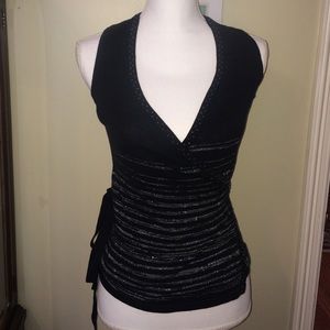 Black and silver wrap shirt