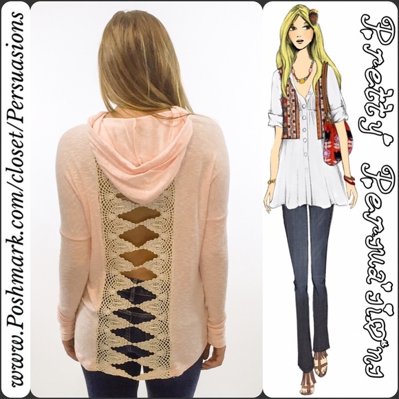 LAST ONE‼️ Brushed Hacci Crochet Lace Slub Hoodie - Picture 3 of 4