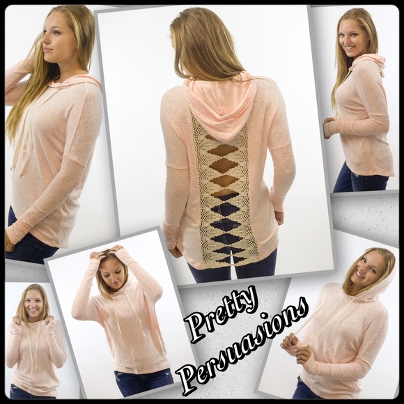 LAST ONE‼️ Brushed Hacci Crochet Lace Slub Hoodie - Picture 4 of 4