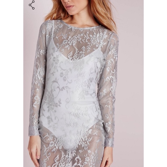 NWT Missguided Sheer Lace Midi - Picture 3 of 4