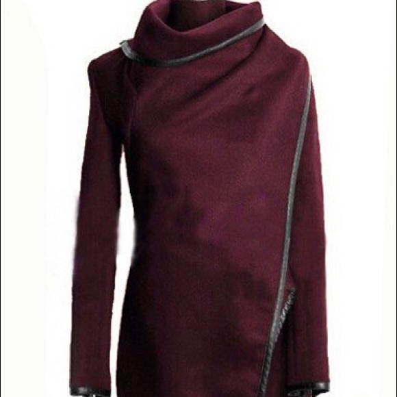 Burgundy thin light wrap jacket coat - Picture 2 of 3
