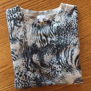 Nordstrom BP Animal Print Beige Black Sweater