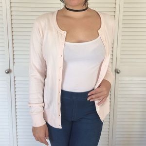 Old Navy Pink Button-Front Crew Neck Cardigan
