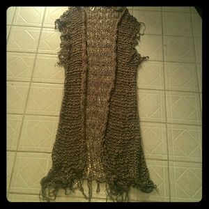 Free People Long Crochet Vest/Wrap