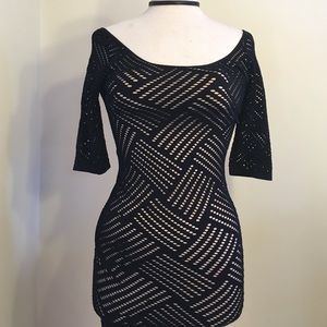 Bebe black and nude fitted dress
