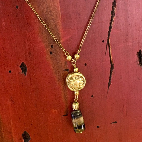 Brass and Stone Necklace