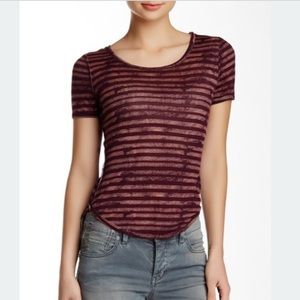 New Free People Tee in Wine Combo Color!