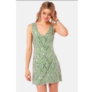 Lulus/TFNC London- Mint green sequin front dress