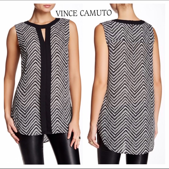 VINCE CAMUTO black & white sleeveless blouse - Picture 1 of 3
