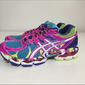 ASICS WOMENS NIMBUS 16 Blue/White/Flash Yellow