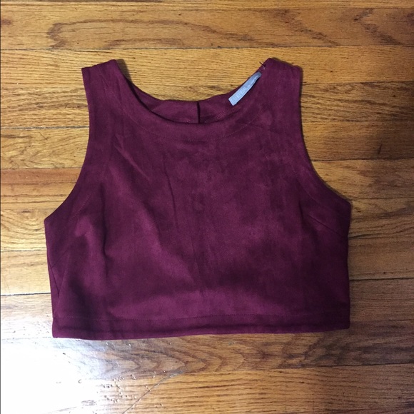 Maroon velvet crop top