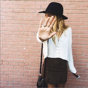 NWT LF LACE UP SWEATER