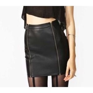 Nasty Gal Double Zipper Vegan Leather Skirt