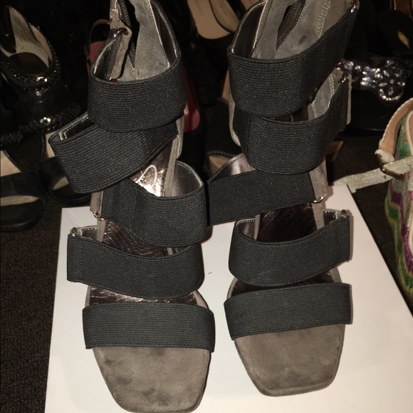 Grey Suede Strappy Heels - Picture 1 of 3