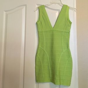 Short lime green body con dress